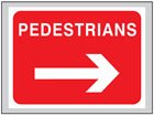 Pedestrians (arrow right) roll up road sign