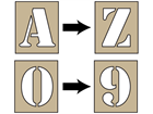 Alphanumeric stencil set, 100mm characters.