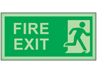 Fire exit running man right photoluminescent safety sign