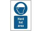 Hard hat area symbol and text safety sign.