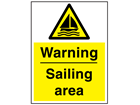 Warning sailing area sign.