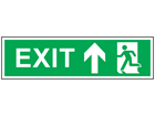 Exit arrow up symbol and text safety sign.