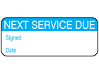 Next service due maintenance label.