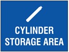 Cylinder storage area symbol and text sign.