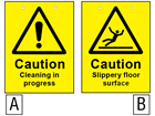 Caution cleaning in progress, slippery floor surface sign.