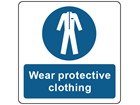 Wear protective clothing symbol and text safety label.