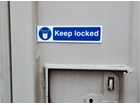 Keep locked, mini safety sign.