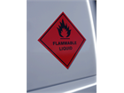 Flammable liquid hazard warning diamond label, magnetic