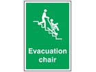 Evacuation chair symbol and text safety sign.