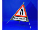 Single file traffic (nearside) road sign