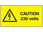 Caution 230 volts label.