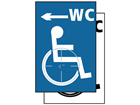 WC disabled, arrow left symbol sign.