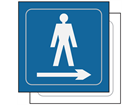 Gentlemen toilet, arrow right symbol sign.