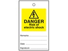Danger risk of electric shock tag.