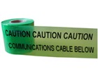 Caution communications cable below tape.