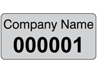 Assetmark tamper evident serial number label (black text), 12mm x 25mm