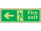 Fire exit arrow left photoluminescent sign.