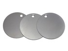 Blank stainless steel circular metal tags.