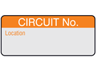 Circuit number and location aluminium foil labels.