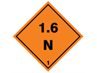 Explosive 1.6 N hazard warning diamond sign