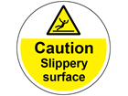 Caution slippery surface symbol and text floor graphic marker.