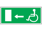 Disabled fire exit, arrow up safety sign.
