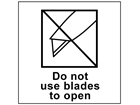 Do not use blades to open heavy duty packaging label