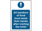 All handlers of food must wash their hands safety sign.