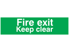 Fire exit Keep clear, mini safety sign.