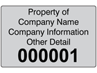 Assetmark serial number label (black text), 32mm x 50mm