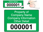 Assetmark destructible serial number label (text on colour), 32mm x 50mm