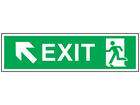Exit arrow diagonal up-left symbol and text safety sign.