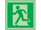 Running man to left symbol photoluminescent safety sign