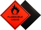 Flammable liquid hazard warning diamond label, magnetic