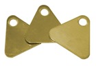 Blank brass triangular metal tags.