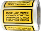 Caution laser radiation when open avoid eye or skin exposure to direct or scattered radiation, laser equipment warning label.