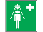 Emergency shower symbol safety sign.