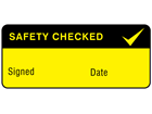 Safety checked label equipment label.