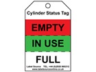 Gas cylinder status tag.