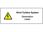 Wind turbine system, generation meter hazard label