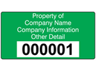 Assetmark tamper evident serial number label (text on colour), 38mm x 76mm