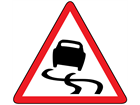 Slippery road sign