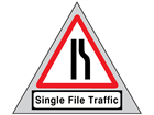 Single file traffic (nearside) road sign