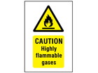 Caution highly flammable gases symbol and text safety sign.
