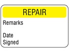 Repair quality assurance label