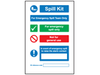 Spill emergency action guide sign.