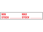 Minimum maximum stock rack label.