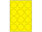 Yellow polyester laser labels, 60mm diameter