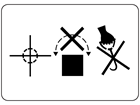 Centre of gravity, do not roll, do not use hooks packaging symbol label
