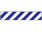 Laminated warning tape, blue and white chevron. 